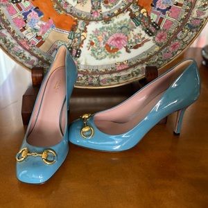 Gucci Teal Horsebit Pumps